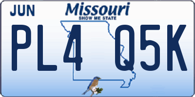 MO license plate PL4Q5K
