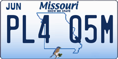 MO license plate PL4Q5M