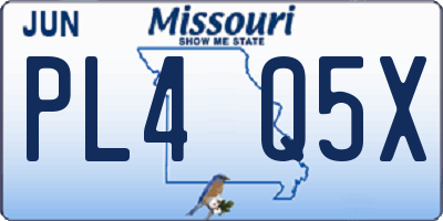 MO license plate PL4Q5X