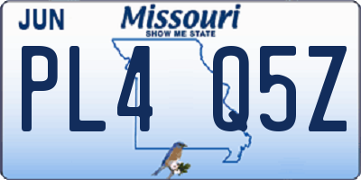 MO license plate PL4Q5Z