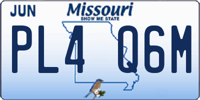 MO license plate PL4Q6M