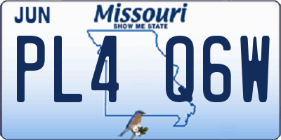 MO license plate PL4Q6W