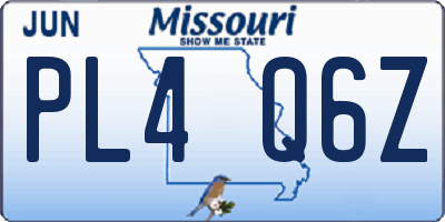 MO license plate PL4Q6Z