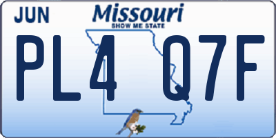 MO license plate PL4Q7F