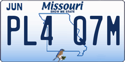 MO license plate PL4Q7M