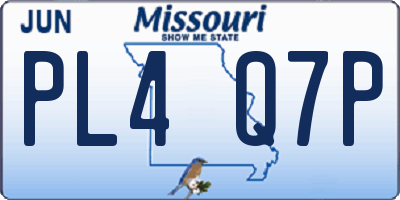 MO license plate PL4Q7P