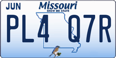 MO license plate PL4Q7R