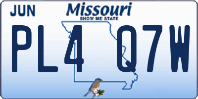 MO license plate PL4Q7W