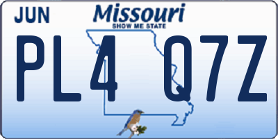 MO license plate PL4Q7Z
