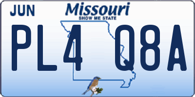 MO license plate PL4Q8A