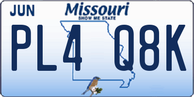 MO license plate PL4Q8K