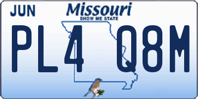 MO license plate PL4Q8M
