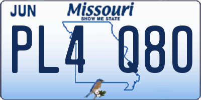 MO license plate PL4Q8O