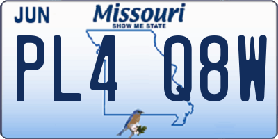 MO license plate PL4Q8W