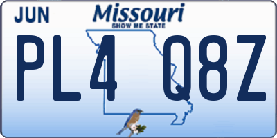 MO license plate PL4Q8Z