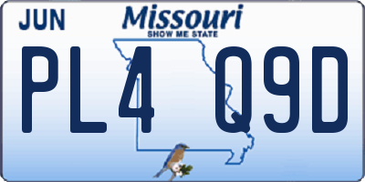 MO license plate PL4Q9D