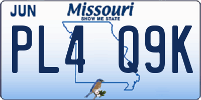 MO license plate PL4Q9K