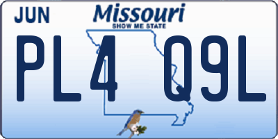 MO license plate PL4Q9L