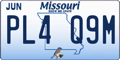 MO license plate PL4Q9M