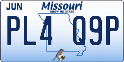 MO license plate PL4Q9P