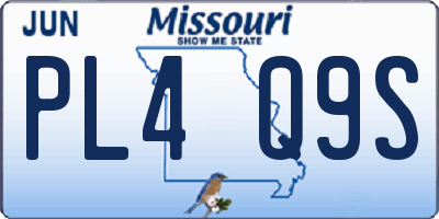 MO license plate PL4Q9S