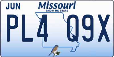 MO license plate PL4Q9X