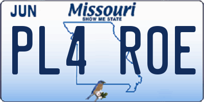 MO license plate PL4R0E