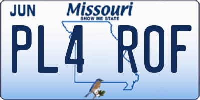 MO license plate PL4R0F