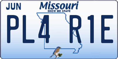 MO license plate PL4R1E