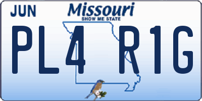 MO license plate PL4R1G