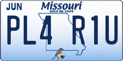 MO license plate PL4R1U