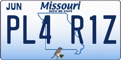 MO license plate PL4R1Z
