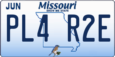 MO license plate PL4R2E