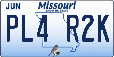 MO license plate PL4R2K