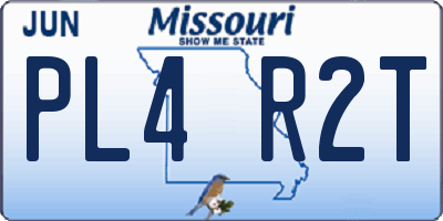 MO license plate PL4R2T