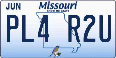 MO license plate PL4R2U