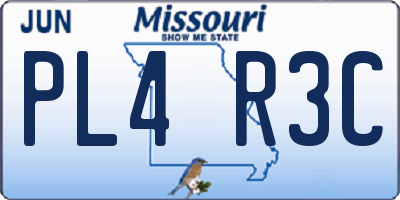 MO license plate PL4R3C