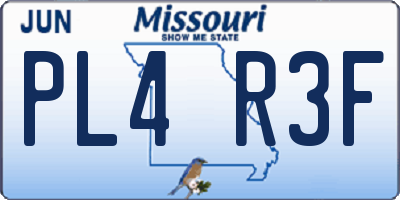 MO license plate PL4R3F