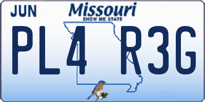 MO license plate PL4R3G