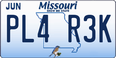 MO license plate PL4R3K