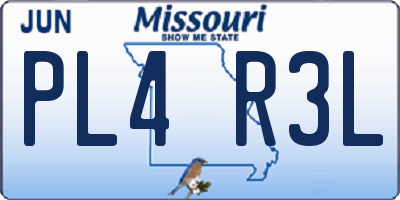 MO license plate PL4R3L