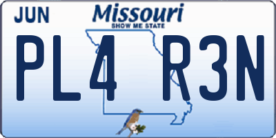 MO license plate PL4R3N