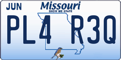 MO license plate PL4R3Q
