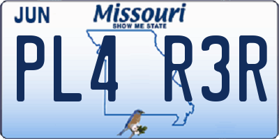 MO license plate PL4R3R
