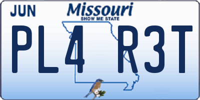 MO license plate PL4R3T