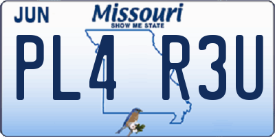MO license plate PL4R3U