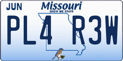 MO license plate PL4R3W