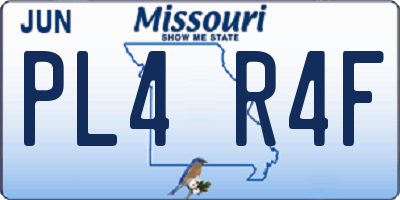 MO license plate PL4R4F