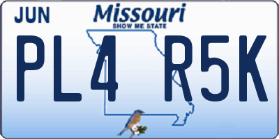 MO license plate PL4R5K