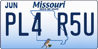 MO license plate PL4R5U